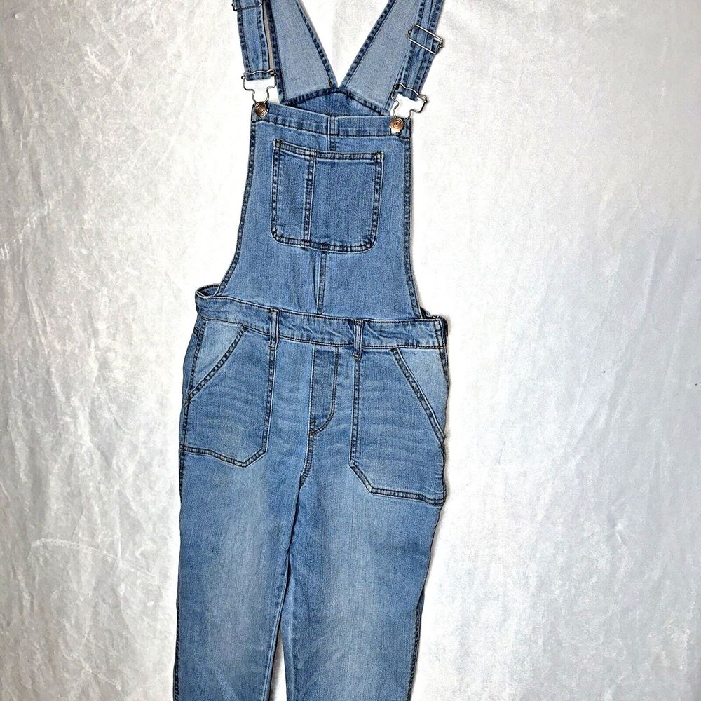 No Boundaries Juniors Size M (7/9) Denim Jeans Overalls Side Zip